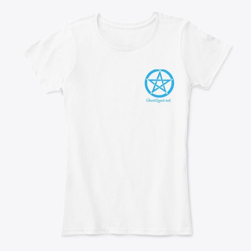 GhostQuest.net Shirt (White & Blue Text)